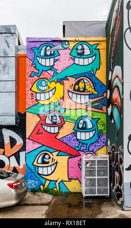 Graffiti da alcuni artisti di talento nel centro cittadino di Houston, TX Foto Stock
