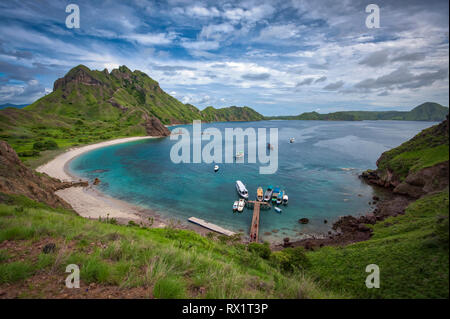 Padar è una piccola isola situata tra Komodo e Rinca isole dell arcipelago di Komodo. È la terza isola più grande parte del Parco Nazionale di Komodo. Foto Stock