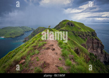 Padar è una piccola isola situata tra Komodo e Rinca isole dell arcipelago di Komodo. È la terza isola più grande parte del Parco Nazionale di Komodo. Foto Stock