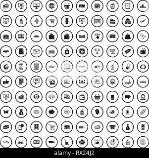 100 shopping set di icone in stile semplice Illustrazione Vettoriale