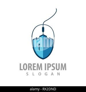 Castello in chiave il mouse del computer logo concept design. Simbolo grafico elemento di modello Illustrazione Vettoriale