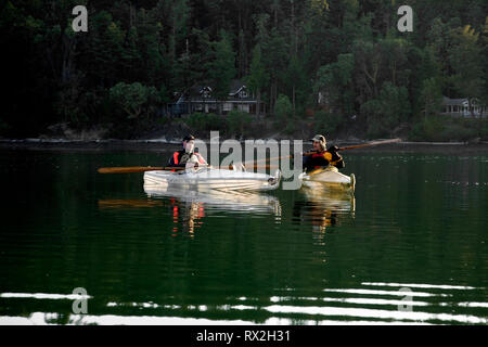 WA02497-00...WASHINGTON - Kayakers paddeling in Wescott Bay su San Juan Island. Foto Stock