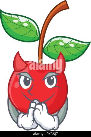 Diavolo cherry frutto in una ciotola cartoon Illustrazione Vettoriale