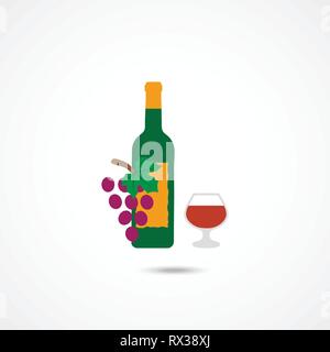 Vino Icona piatta Illustrazione Vettoriale