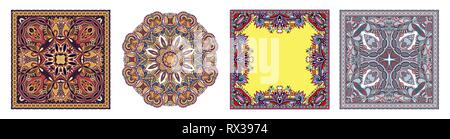 Tradizionale con motivi floreali ornamentali paisley bandana Illustrazione Vettoriale