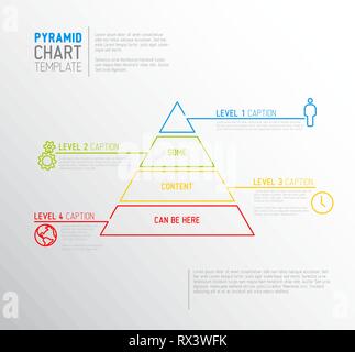 Infografico vettoriale piramidale schema grafico modello con icone, realizzato da una linea sottile Illustrazione Vettoriale