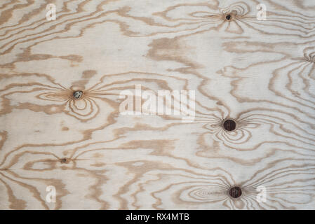 La texture del legno compensato con belle linee e nodi. Naturale disegno astratto Foto Stock