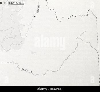 Effetto di strade di accesso su effetto delle strade di accesso sul sedimento tassi di produzione in Idaho Batholith effectofloggingr123mega Anno: 1972 LEWISTON Mosca ho / ho IDAHO BATHOUTH MISSOULA / s/ / .MCGALL" yv | "OISE R I BOISE4 •Salmone Figura 1.-Ubicazione sulla mappa dell'Idaho Batholith e area di studio. 2 Foto Stock