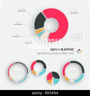 Vector design piatto infografico - elementi grafici a torta - 16. Parte del mio bundle infografico Illustrazione Vettoriale