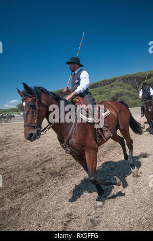 L'Europa, Italia, Lazio, Tarquinia, gioco equo, Italiana cowboy, butteri Foto Stock