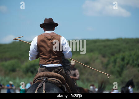 L'Europa, Italia, Lazio, Tarquinia, gioco equo, Italiana cowboy, butteri Foto Stock