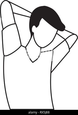 L'uomo senza volto in appoggio pongono in bianco e nero Illustrazione Vettoriale