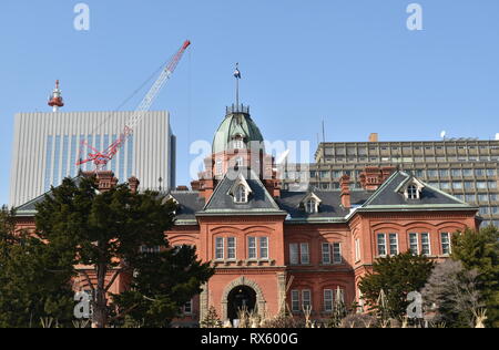 Hokkaido in Giappone 5 Marzo 2019 : vecchio ex Hokkaido government office la costruzione dell'edificio di mattoni rossi ora aperto per il museo e il famoso punto di riferimento turiste Foto Stock