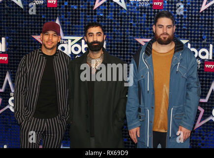 (L a R) Kesi Dryden, Amir Amor e pontili Agget rudimentali di partecipare al Global Awards 2019 al Eventim Hammersmith Apollo di Londra. Foto Stock