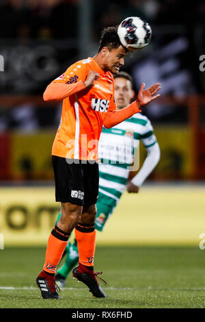 VOLENDAM , 08-03-2019 , Kras Stadion , olandese , calcio Keuken Kampioen Divisie , Stagione 2018 / 2019. Lettore di Volendam Darryl Baie de Baly durante il match Volendam vs andare avanti aquile Foto Stock