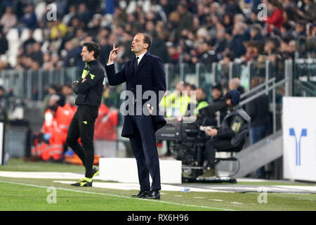 Torino, Italia. 8 marzo 2019. Massimiliano Allegri, head coach della Juventus FC, gesti durante il match Juventus fc e Udinese Calcio. Credito: Marco Canoniero/Alamy Live News Foto Stock