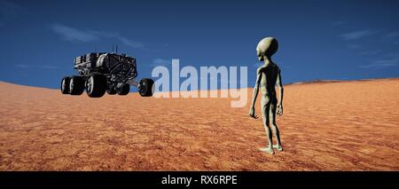 Estremamente realistiche e dettagliate ad alta risoluzione 3d imageof il paesaggio marziano Foto Stock
