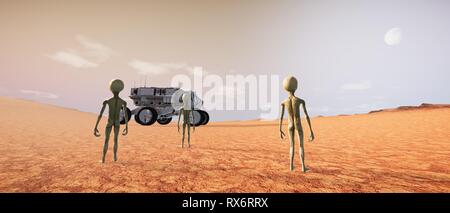 Estremamente realistiche e dettagliate ad alta risoluzione 3d imageof il paesaggio marziano Foto Stock