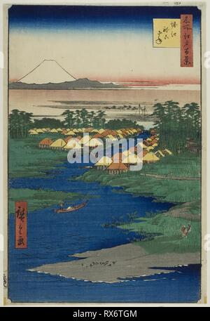 Horie e Nekozane, dalla serie "Cento famose vedute di Edo (Meisho Edo hyakkei)'. Utagawa Hiroshige ?? ??; Giapponese, 1797-1858. Data: 1856. Dimensioni: . Colore stampa woodblock; oban. Provenienza: Giappone. Museo: Chicago Art Institute. Foto Stock