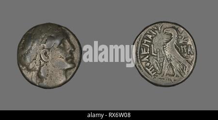 Tetradrachm (moneta) raffigurante il re Tolomeo. Greco. Data: 367 BC-284 BC. Dimensioni: diam. 2,5 cm; 13,34 g. Argento. Origine: Grecia antica. Museo: Chicago Art Institute. Foto Stock