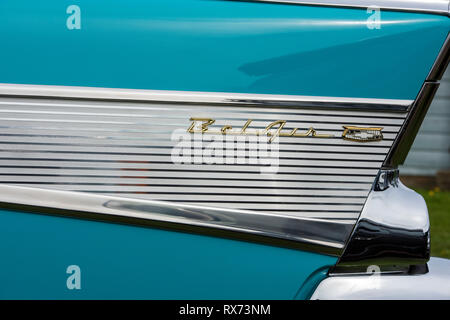 1957 Chevrolet Bel Air pinna caudale. Classic American car. Foto Stock
