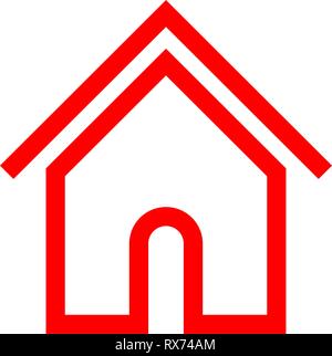 Il simbolo Home icon - rosso semplice contorno, isolato - illustrazione vettoriale Illustrazione Vettoriale