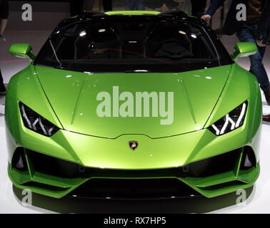 Ginevra, Svizzera - 03/08/2019: il Motor Show di Ginevra 2019 Lamborghini huracan Auto sportiva Foto Stock