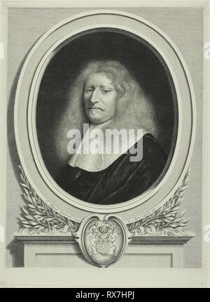 Ritratto di Guillaume de Brisacier. Antoine Masson (Francese, 1636-1700); dopo Nicolas Mignard d'Avignon (francese 1606-1668). Data: 1664. Dimensioni: 352 × 269 mm (piastra); 377 × 277 mm (foglio). Incisione su carta. Provenienza: Francia. Museo: Chicago Art Institute. Foto Stock