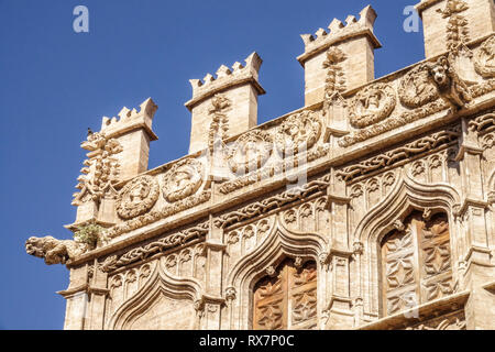 Valencia Silk Exchange, Valencia la Lonja de la Seda Valencia Città Vecchia Spagna architettura gotica Foto Stock