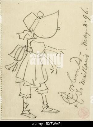 Ragazza nel cofano. Edward Henry Corbould; Inglese, 1815-1905. Data: 1896. Dimensioni: 90 × 69 mm. Disegno di grafite su carta. Origine: Inghilterra. Museo: Chicago Art Institute. Foto Stock