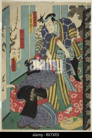 Il paese dei Samurai e Sachuta Odan. Utagawa Kunisada I (Toyokuni III); Giapponese, 1786-1864. Data: 1854. Dimensioni: . Colore stampa woodblock; oban. Provenienza: Giappone. Museo: Chicago Art Institute. Foto Stock