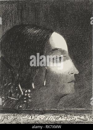 Drammatica e grandiosa con il suo volto come quello di un druido sacerdotessa. Odilon Redon; francese, 1840-1916. Data: 1887. Dimensioni: 192 × 143 mm (immagine/chine); 446 × 315 mm (foglio). Litografia in bianco e nero in avorio Cina carta, fissate su carta bianca di qualità della carta. Provenienza: Francia. Museo: Chicago Art Institute. Foto Stock