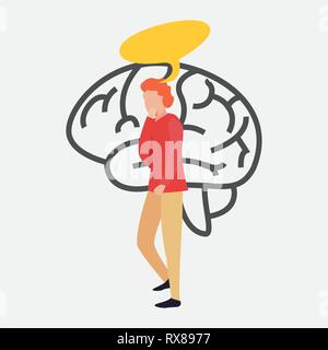 Trivia notte uomo pensando cervello illustrazione vettoriale Illustrazione Vettoriale