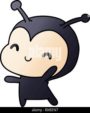 Gradiente illustrazione cartoon kawaii di un simpatico lady bug Illustrazione Vettoriale