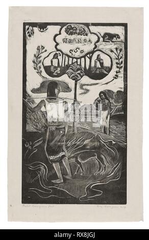 Noa Noa (fragrante), da Noa Noa Suite. Paul Gauguin (Francese, 1848-1903); stampato da Pola Gauguin (danese, nato in Francia, 1883-1961), pubblicata da Christian Cato, Copenaghen. Data: 1893-1894. Dimensioni: 355 × 205 mm (nell'immagine); 422 × 265 mm (foglio). Legno-blocco di stampa con inchiostro nero su grigio-avorio Cina carta. Provenienza: Francia. Museo: Chicago Art Institute. Foto Stock