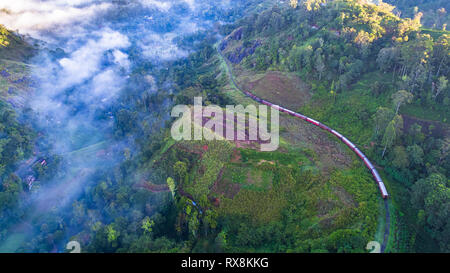 Antenna. Treno da Ella a Kandy in montagna. Lo Sri Lanka. Foto Stock