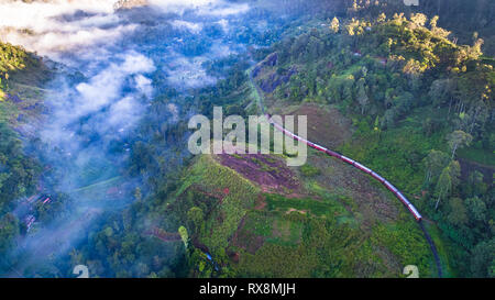 Antenna. Treno da Ella a Kandy in montagna. Lo Sri Lanka. Foto Stock