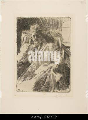 Regina Sofia. Anders Zorn; Svedese, 1860-1920. Data: 1909. Dimensioni: 248 x 179 mm (l'immagine/piastra); 372 x 281 mm (foglio). Incisione su avorio di cui la carta. Origine: Svezia. Museo: Chicago Art Institute. Foto Stock