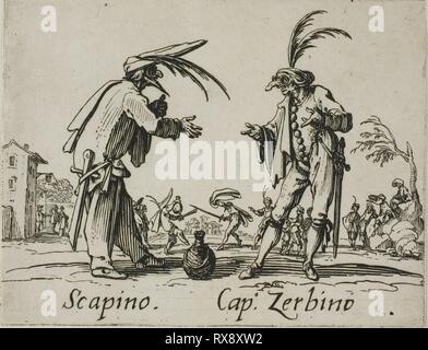 Bello Sguardo - Couiello, da parte di Balli di Sfessania. Jacques Callot; francese, 1592-1635. Data: 1617-1627. Dimensioni: 70 × 92 mm. Incisione e incisioni su carta. Provenienza: Francia. Museo: Chicago Art Institute. Foto Stock