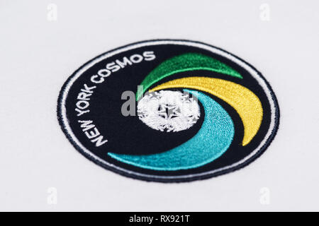 Close up retrò NY Cosmos Soccer Jersey Foto Stock