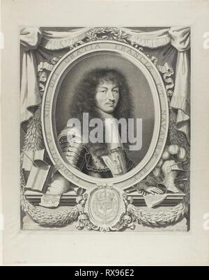 Louis XIV. Robert Nanteuil; francese, 1623-1678. Data: 1663. Dimensioni: 405 × 334 mm (piastra); 515 × 401 mm (foglio). Incisione su carta. Provenienza: Francia. Museo: Chicago Art Institute. Foto Stock