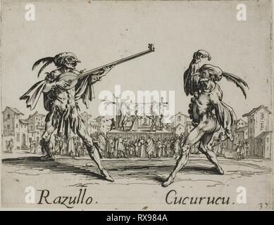 Cap. Babeo - Cucuba, da parte di Balli di Sfessania. Jacques Callot; francese, 1592-1635. Data: 1617-1627. Dimensioni: 70 × 92 mm. Incisione e incisioni su carta. Provenienza: Francia. Museo: Chicago Art Institute. Foto Stock