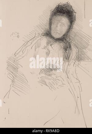 Schizzo incompiuto di Lady Haden. James McNeill Whistler; American, 1834-1903. Data: 1894-1895. Dimensioni: 300 x 200 mm (nell'immagine); 2,884 x 209 mm (foglio). Litografia in inchiostro nero, con raschiatura, la crema di cui la carta. Origine: Stati Uniti. Museo: Chicago Art Institute. Foto Stock