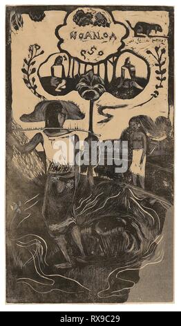 Noa Noa (fragrante), da Noa Noa Suite. Paul Gauguin; francese, 1848-1903. Data: 1893-1894. Dimensioni: 354 × 201 mm (nell'immagine); 357 × 204 mm (foglio). Legno-blocco di stampa in bianco e nero con un trasferimento di impronta twill, su tan carta intessuta. Provenienza: Francia. Museo: Chicago Art Institute. Foto Stock