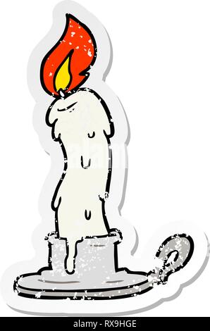Addolorato adesivo di un cartoon candela Illustrazione Vettoriale