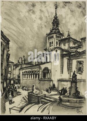 San Martín, Segovia. Joseph Pennell; American, 1857-1926. Data: 1903. Dimensioni: 256 x 193 mm. Oliate antracite con sconcertante e cancellazione, intensificato con tocchi di bianco gesso, crema su carta intessuta, perimetro montato su off-white pasta di legno laminato bordo. Origine: Stati Uniti. Museo: Chicago Art Institute. Foto Stock