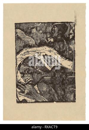 Il Manao tupapau (Lei pensa di Ghost o il fantasma pensa di lei). Paul Gauguin (Francese, 1848-1903); stampato da Georges-Daniel de Monfreid (Francese, 1856-1929). Data: 1894-1895. Dimensioni: 173 × 127 mm (nell'immagine); 250 × 178 mm (foglio). Legno-blocco di stampa a inchiostro nero sulla crema di carta giapponese. Provenienza: Francia. Museo: Chicago Art Institute. Foto Stock