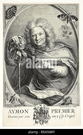 Aymon il primo. François Joullain (Francese, 1697-1778); dopo Charles-Antoine Coypel (Francese, 1694-1752). Data: 1726. Dimensioni: 238 × 176 mm (nell'immagine); 286 × 180 mm (piastra); 287 × 181 mm (foglio). Incisione su carta. Provenienza: Francia. Museo: Chicago Art Institute. Autore: FRANCOIS JOULLAIN. Foto Stock