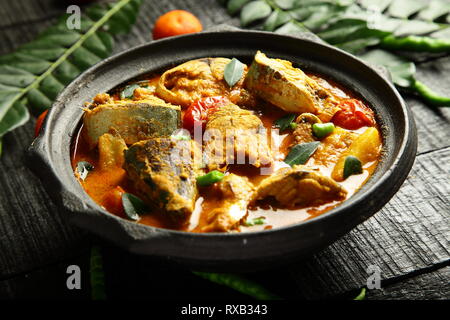 In casa pesce al curry ,tradizionale del Kerala ricette. Foto Stock