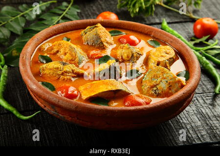 In casa pesce al curry ,tradizionale del Kerala ricette. Foto Stock